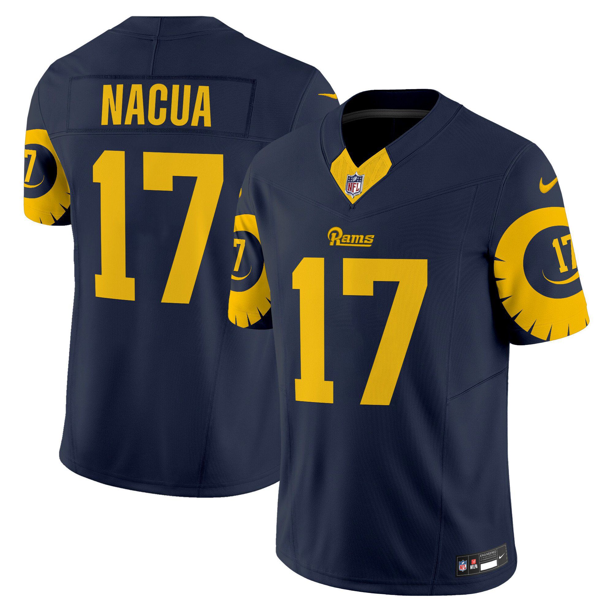Men Los Angeles Rams 17 Nacua Drak Blue 2024 Nike Special Vapor Limited NFL Jersey